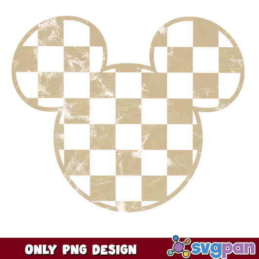 Mickey Mouse Checkered Distressed PNG, Mickey Head PNG, Disney PNG