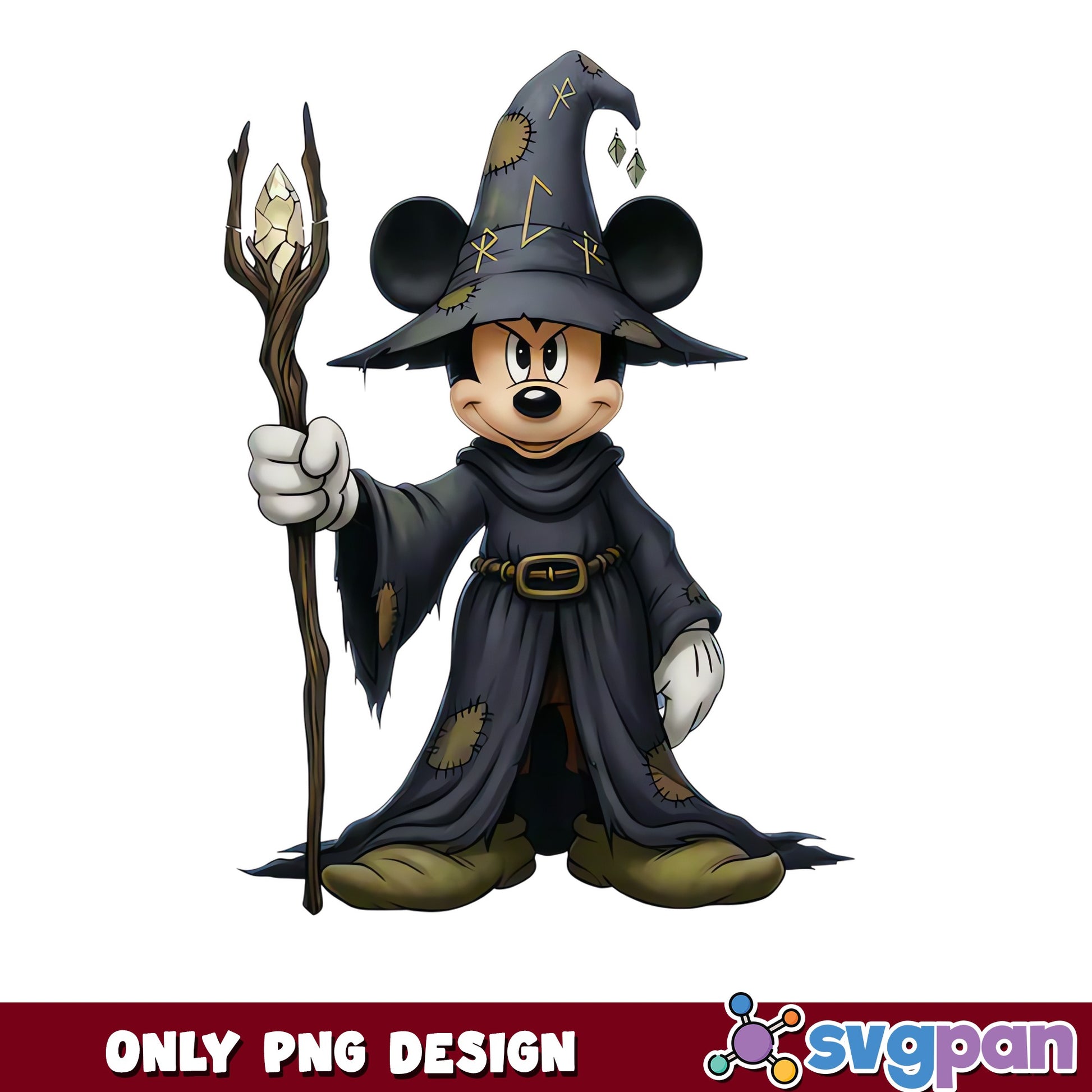 Mickey Mouse Dark Wizard Witch Halloween PNG, Disney Spooky, PNG