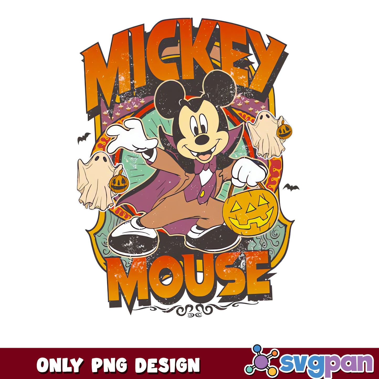 Mickey Mouse Dracula Halloween Vampire Pumpkin Ghost PNG, Disney, PNG
