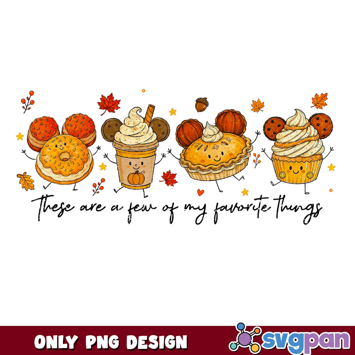 Mickey Mouse Fall Favorite Things PNG, Disney Autumn Pumpkin, Fall PNG