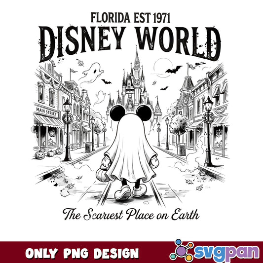 Mickey Mouse Ghost Disney World Halloween PNG, Scariest Place On Earth