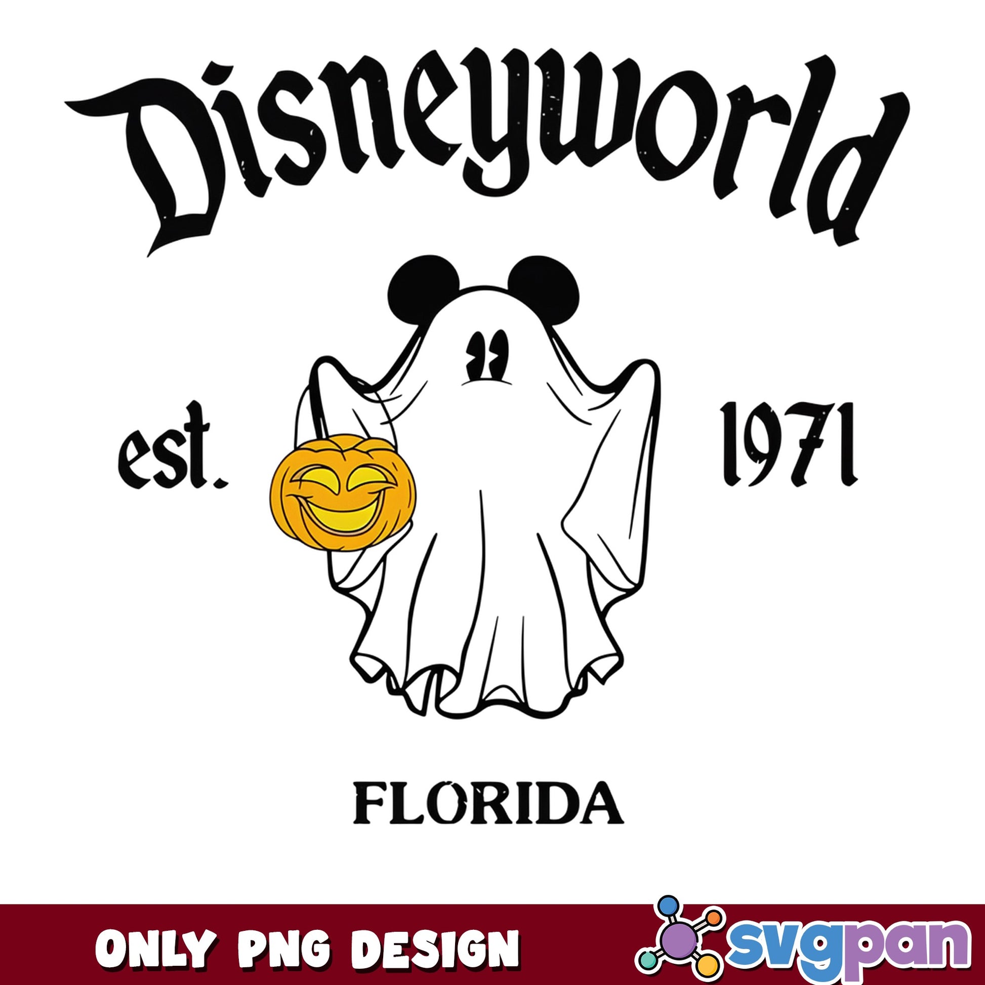 Mickey Mouse Ghost Halloween PNG, Disneyworld Florida PNG, Halloween PNG
