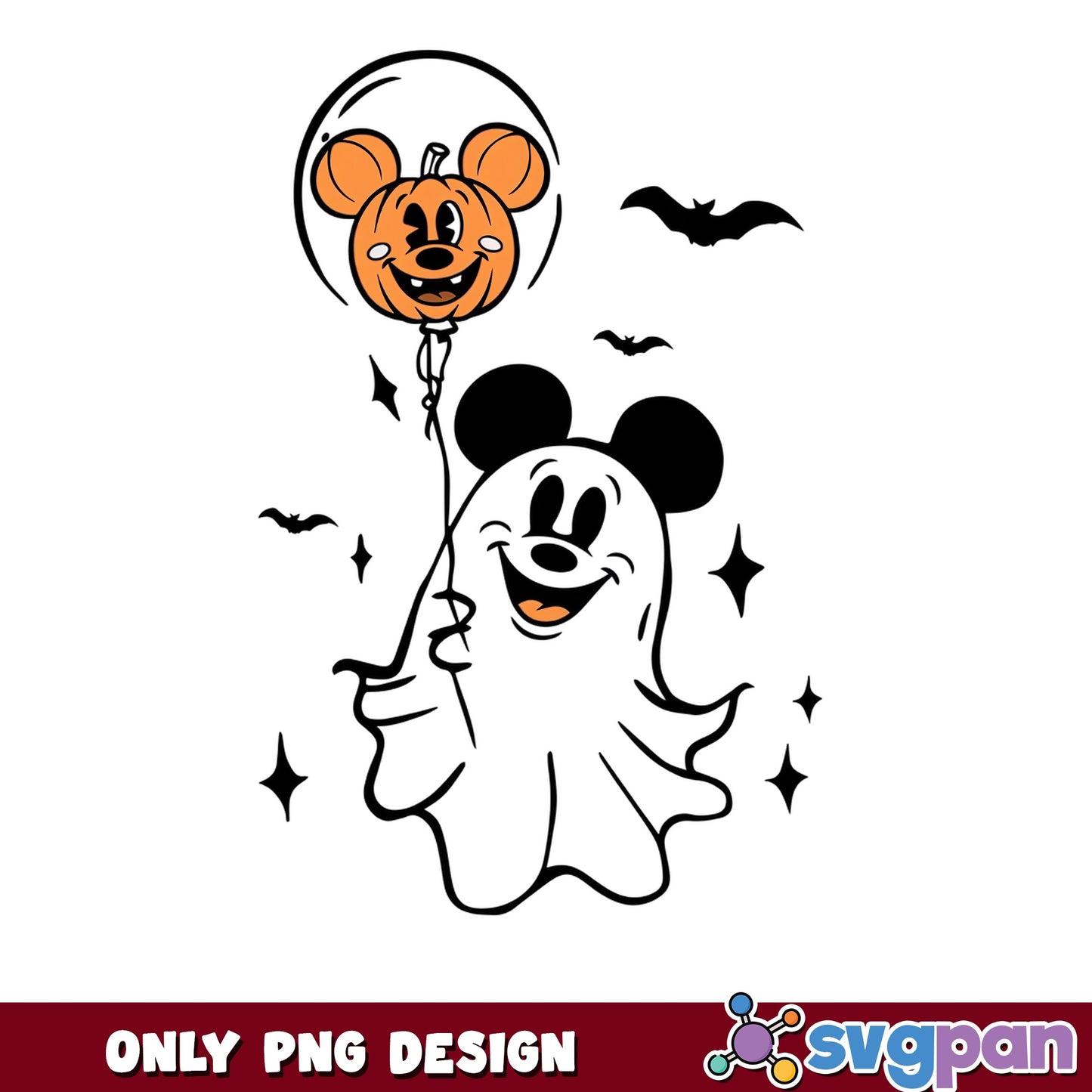 Mickey Mouse Ghost Pumpkin Balloon Halloween PNG, Disney Bats, PNG