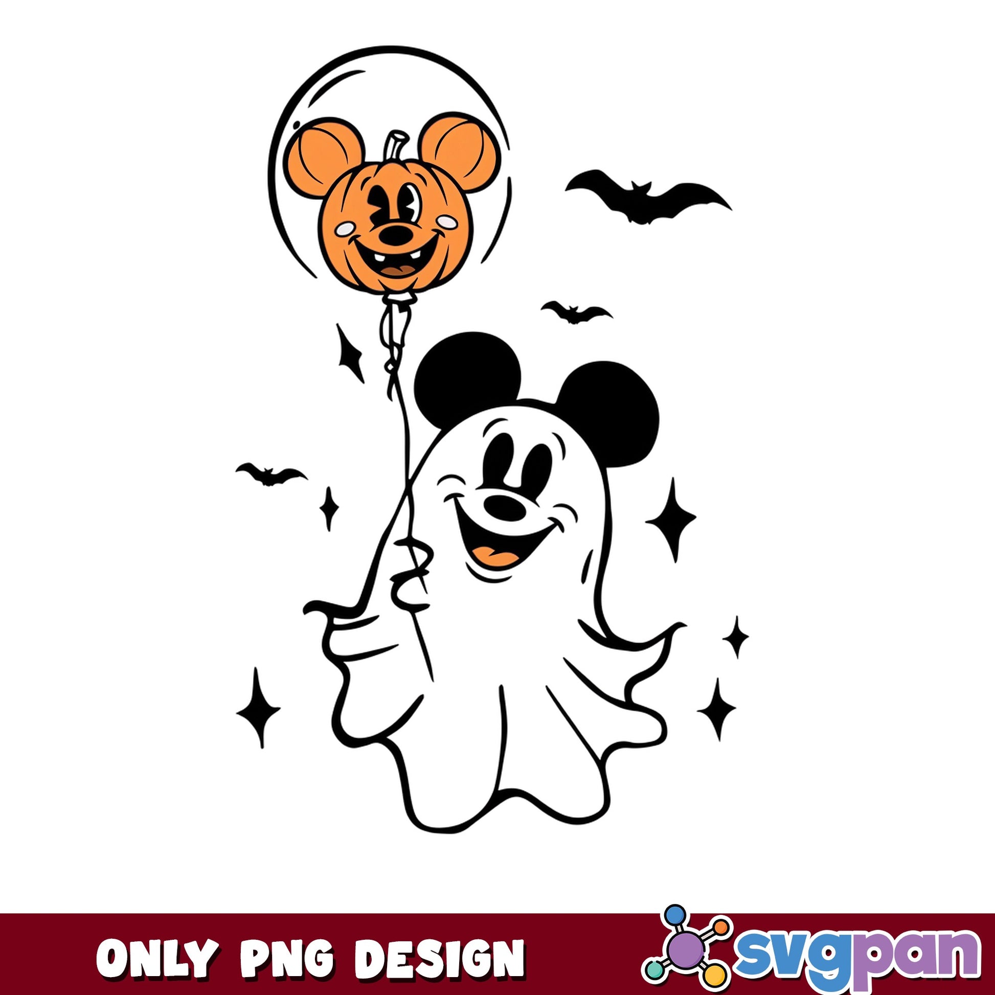 Mickey Mouse Ghost Pumpkin Balloon Halloween PNG, Disney Bats, PNG
