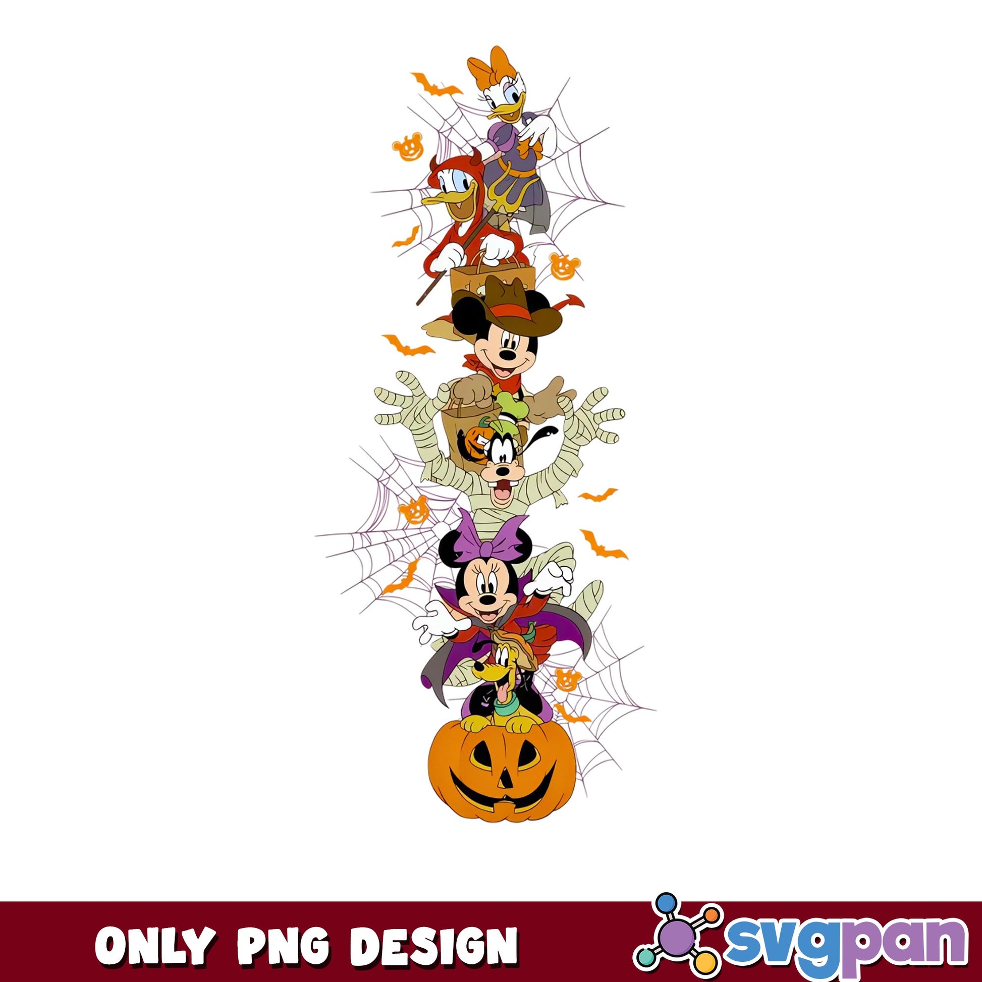 Mickey Mouse Halloween Totem Pole PNG, Goofy Minnie Pluto, Disney PNG