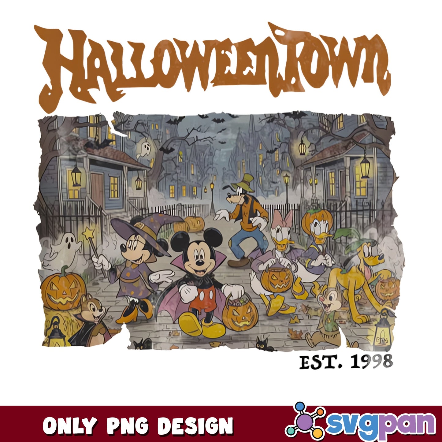 Mickey Mouse Halloweentown PNG, Disney Halloween PNG, Est 1998 PNG