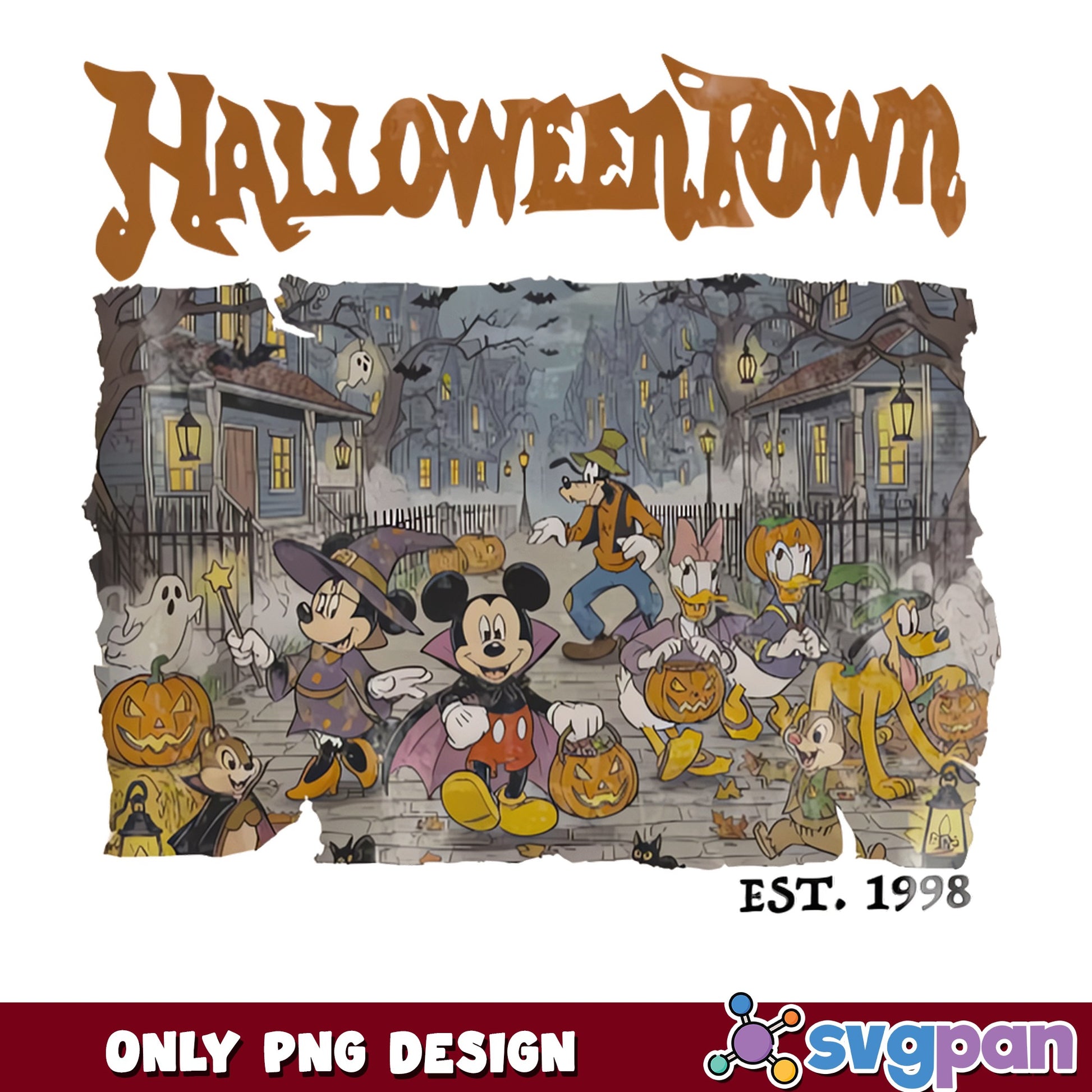 Mickey Mouse Halloweentown PNG, Disney Halloween PNG, Est 1998 PNG