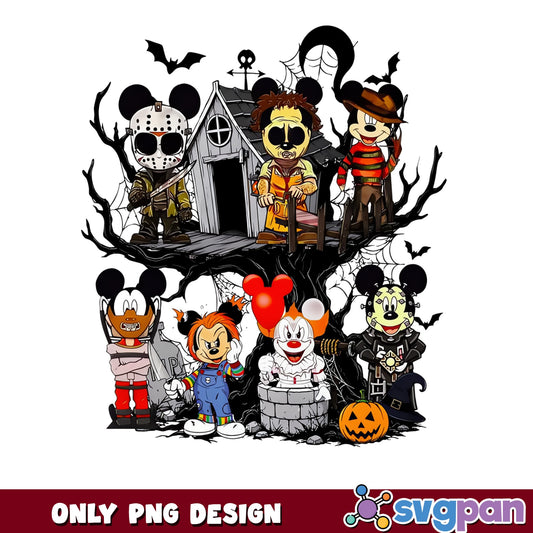 Mickey Mouse Horror Characters Halloween PNG, Disney Halloween PNG