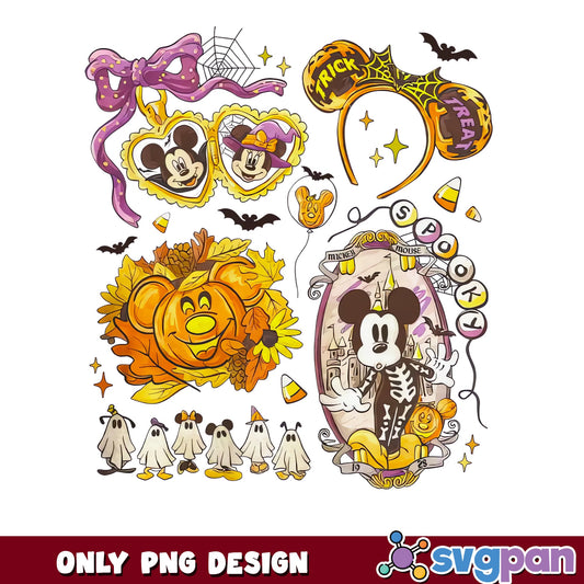 Mickey Mouse Minnie Trick Or Treat Spooky Season PNG, Halloween, PNG
