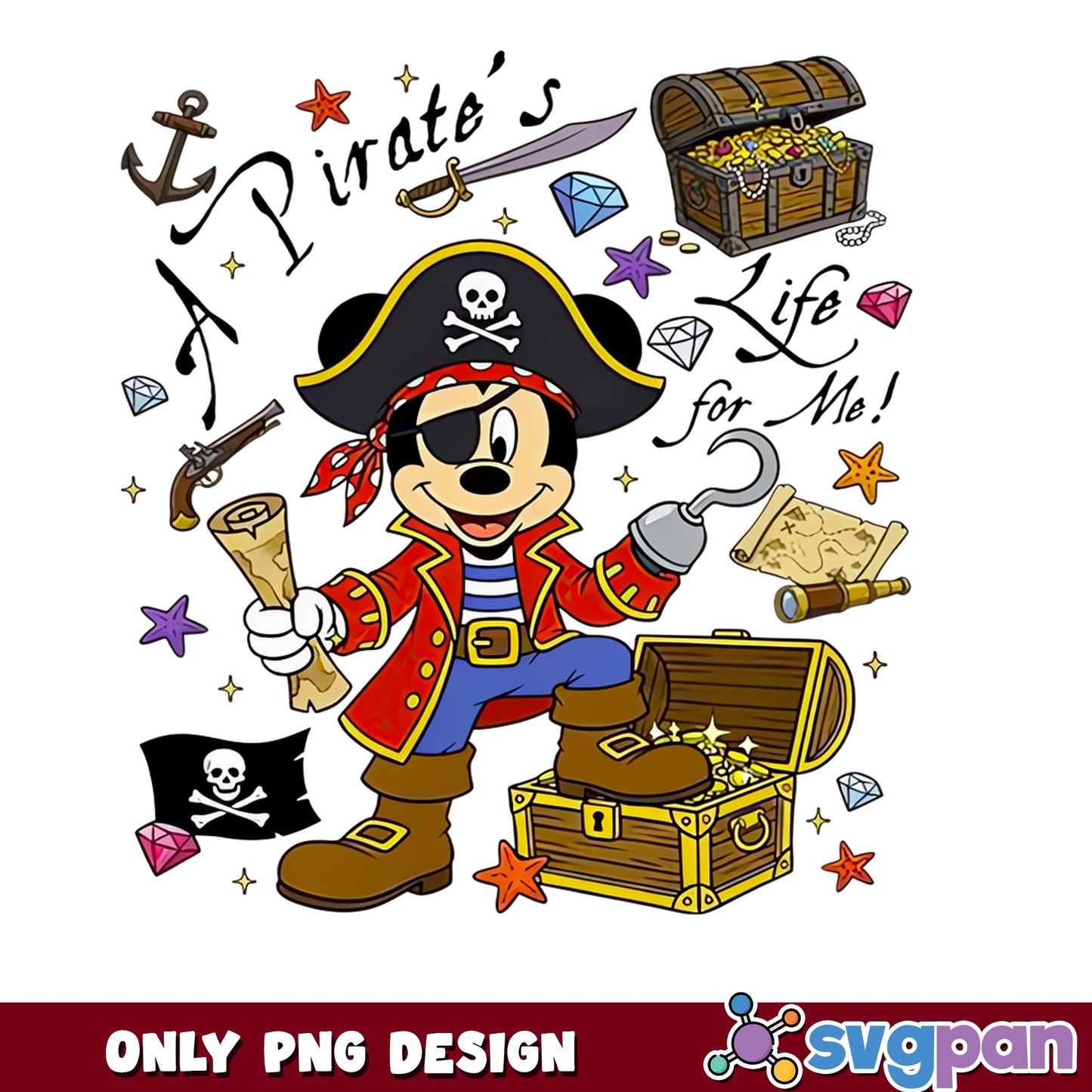Mickey Mouse Pirate PNG, A Pirates Life For Me, Disney PNG