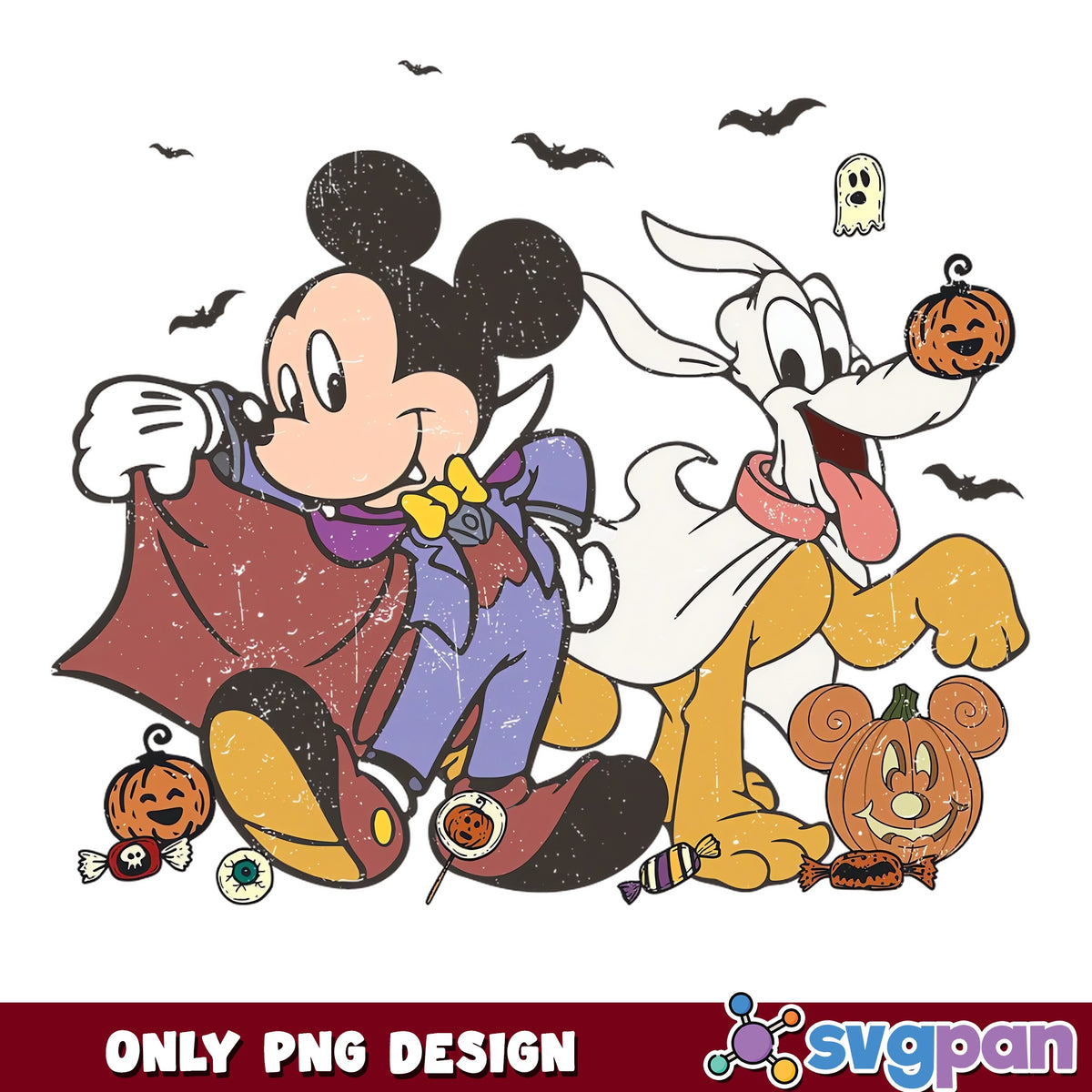 Mickey Mouse Pluto Halloween PNG, Vampire Disney Trick Or Treat