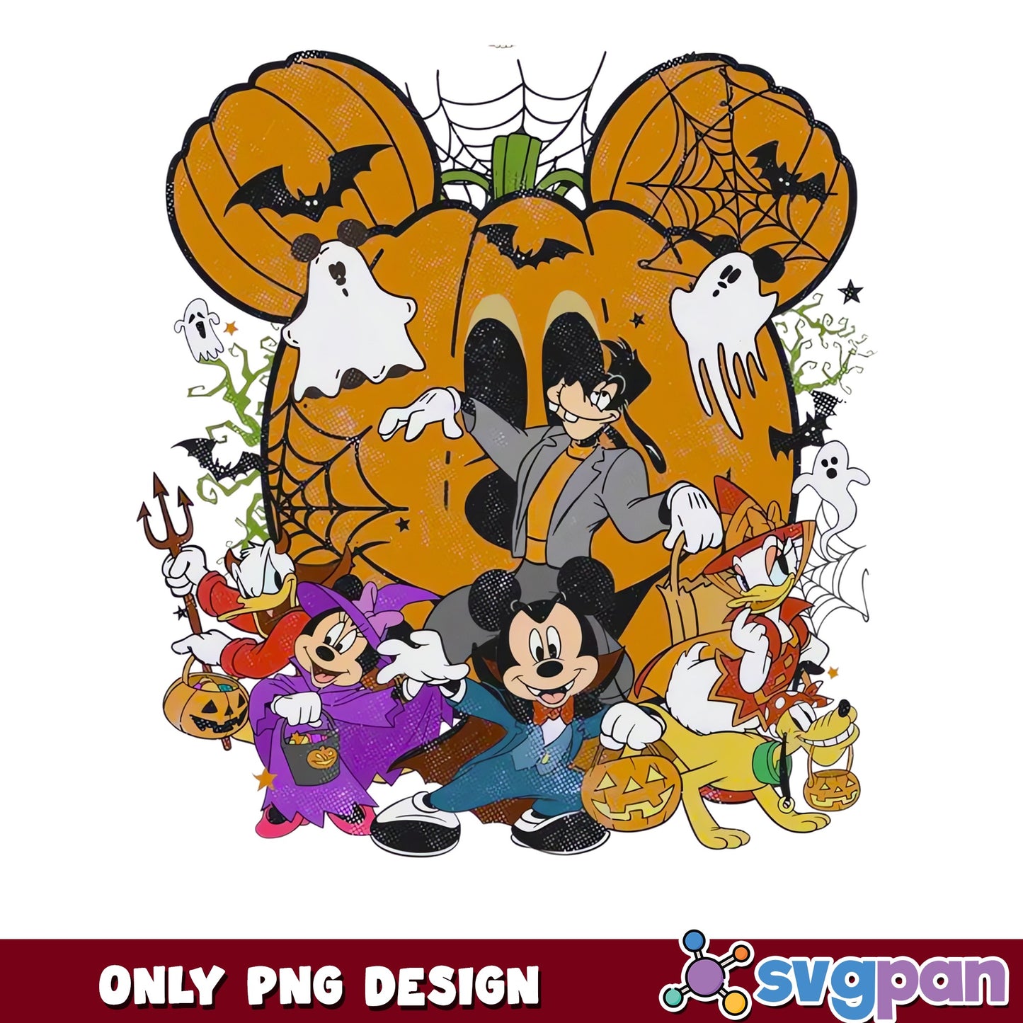 Mickey Mouse Pumpkin Head Halloween Friends Vampire PNG, Disney, PNG