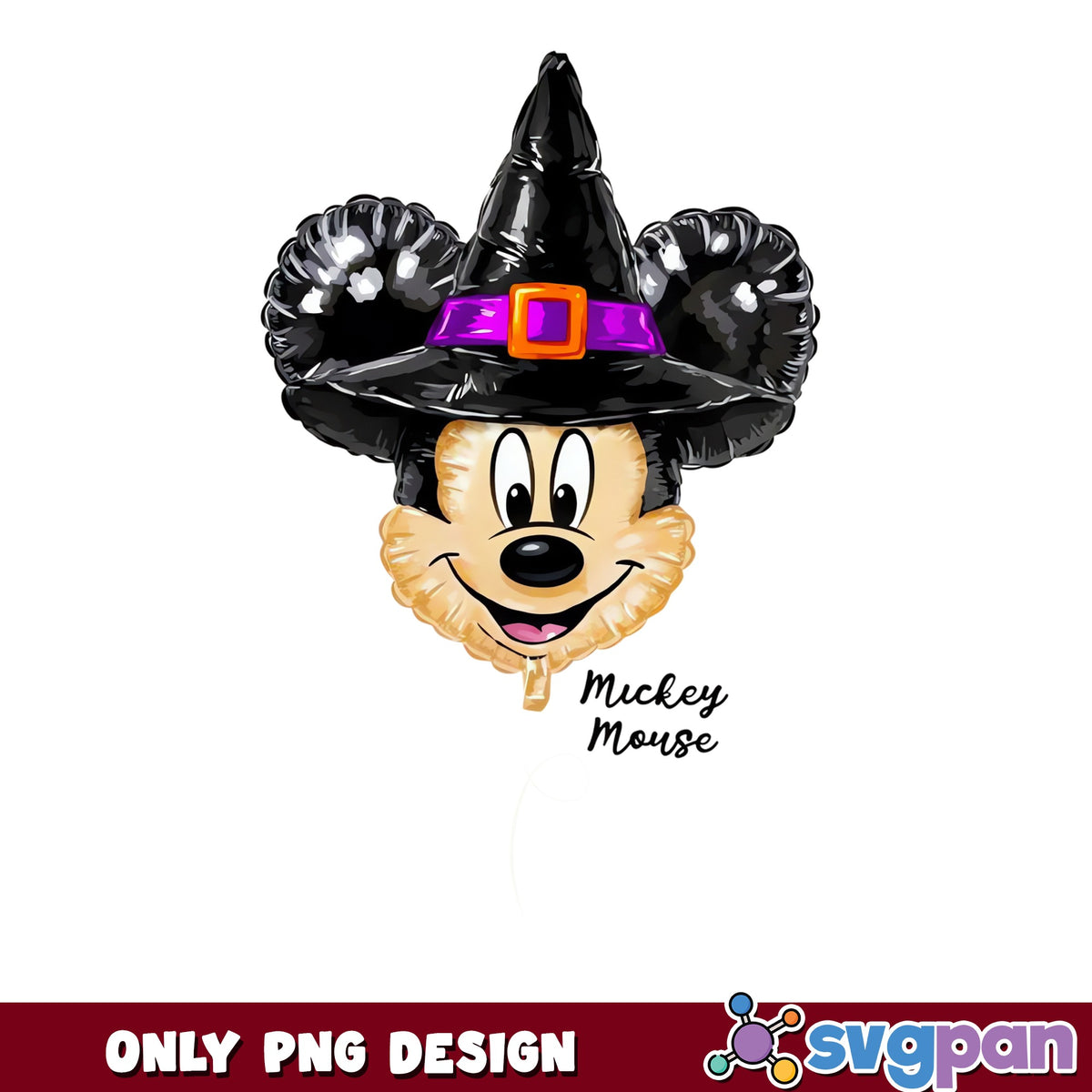 Mickey Mouse Witch Hat Halloween PNG, Disney Balloon, Spooky PNG