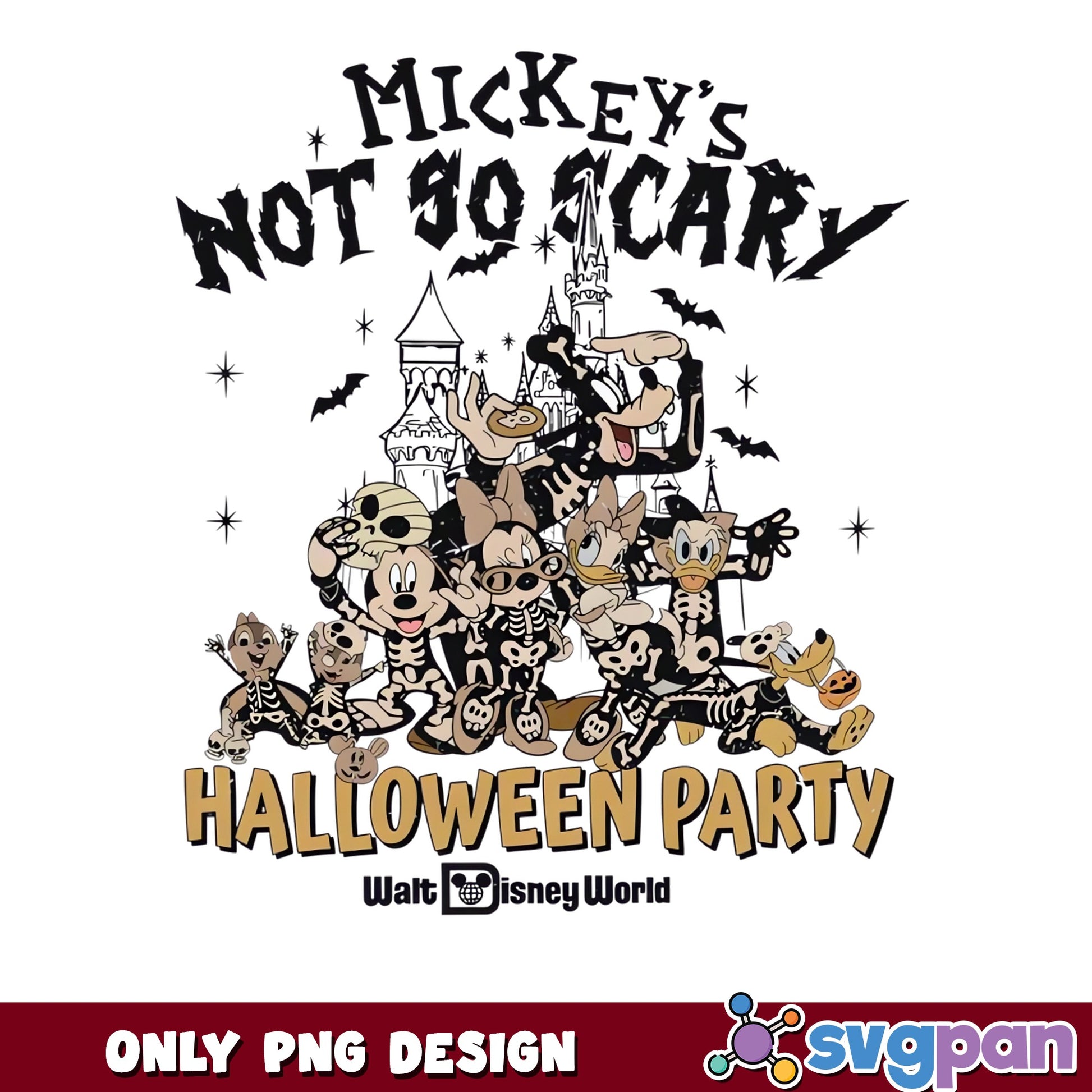 Mickey Not So Scary Skeleton Halloween Party PNG, Disney, PNG