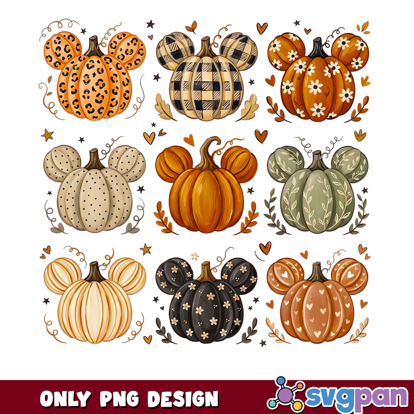 Mickey Pumpkin Halloween PNG Bundle, Disney Fall PNG, Autumn PNG