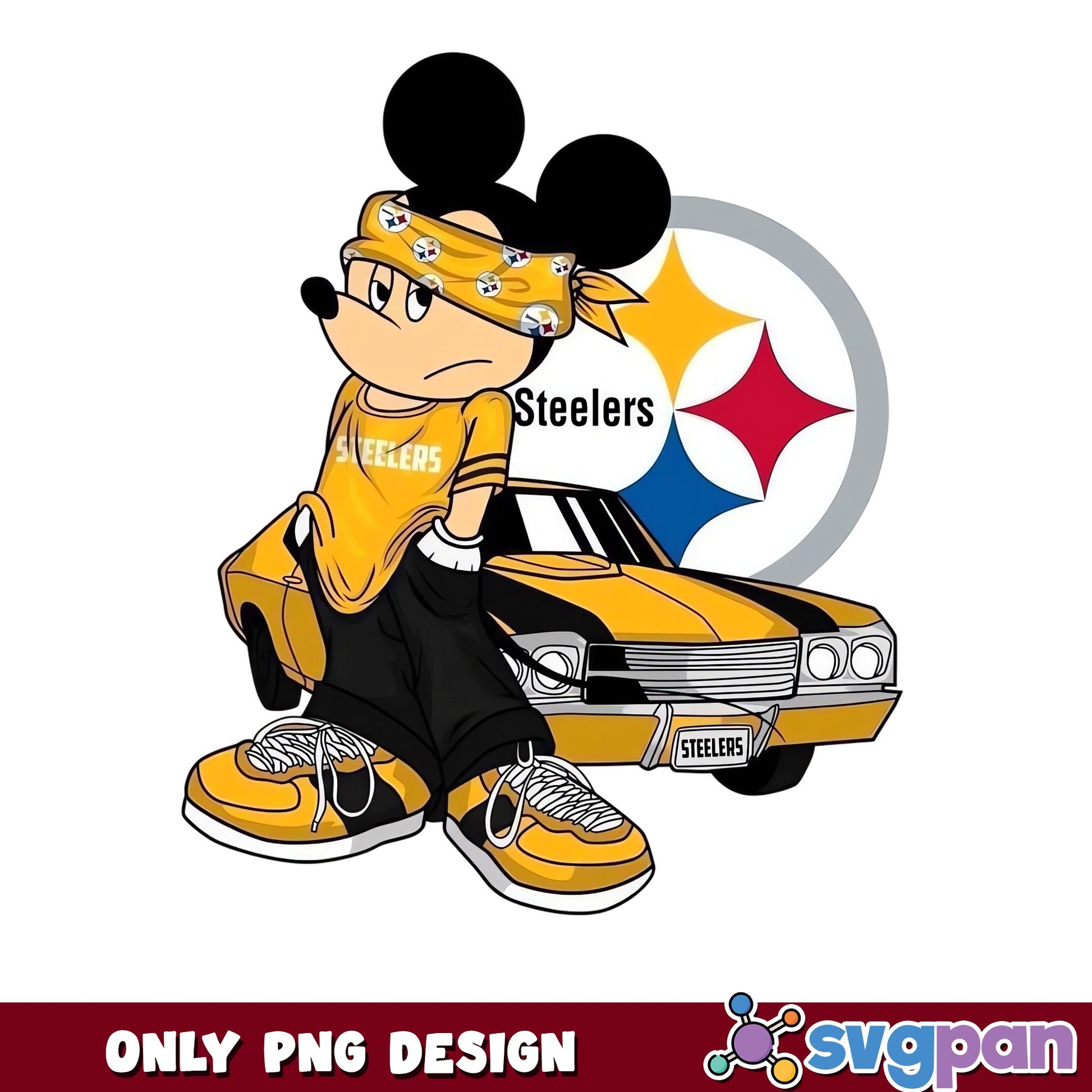 Mickey Steelers NFL Football PNG, Pittsburgh Steelers PNG, Disney Mickey PNG