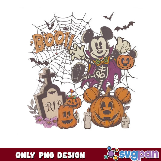 Mickey Vampire Halloween PNG, Retro Mickey Pumpkin PNG, Disney Boo PNG