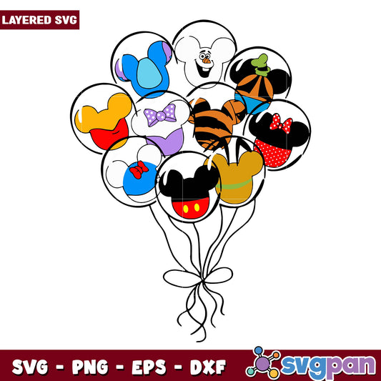 Mickey disney friends balloon svg, Disney characters svg, Digital Download