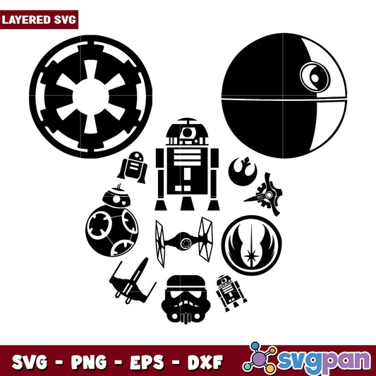 Mickey head star wars svg, Disney characters svg, Digital Download