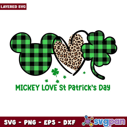 Mickey love St Patricks Day svg, Disney characters svg, Digital Download