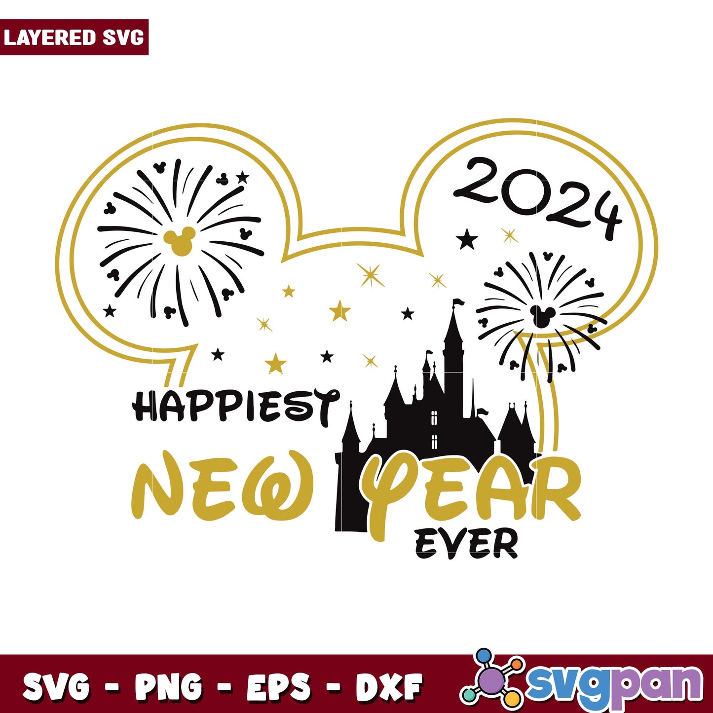 Mickey mouse Happiest New Year Ever svg, Disney characters svg, Digital Download