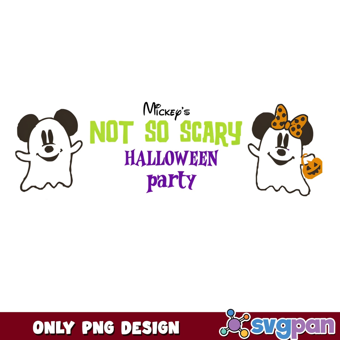 Mickey's Not So Scary Halloween Party PNG, Disney Ghost PNG, Mickey Minnie PNG