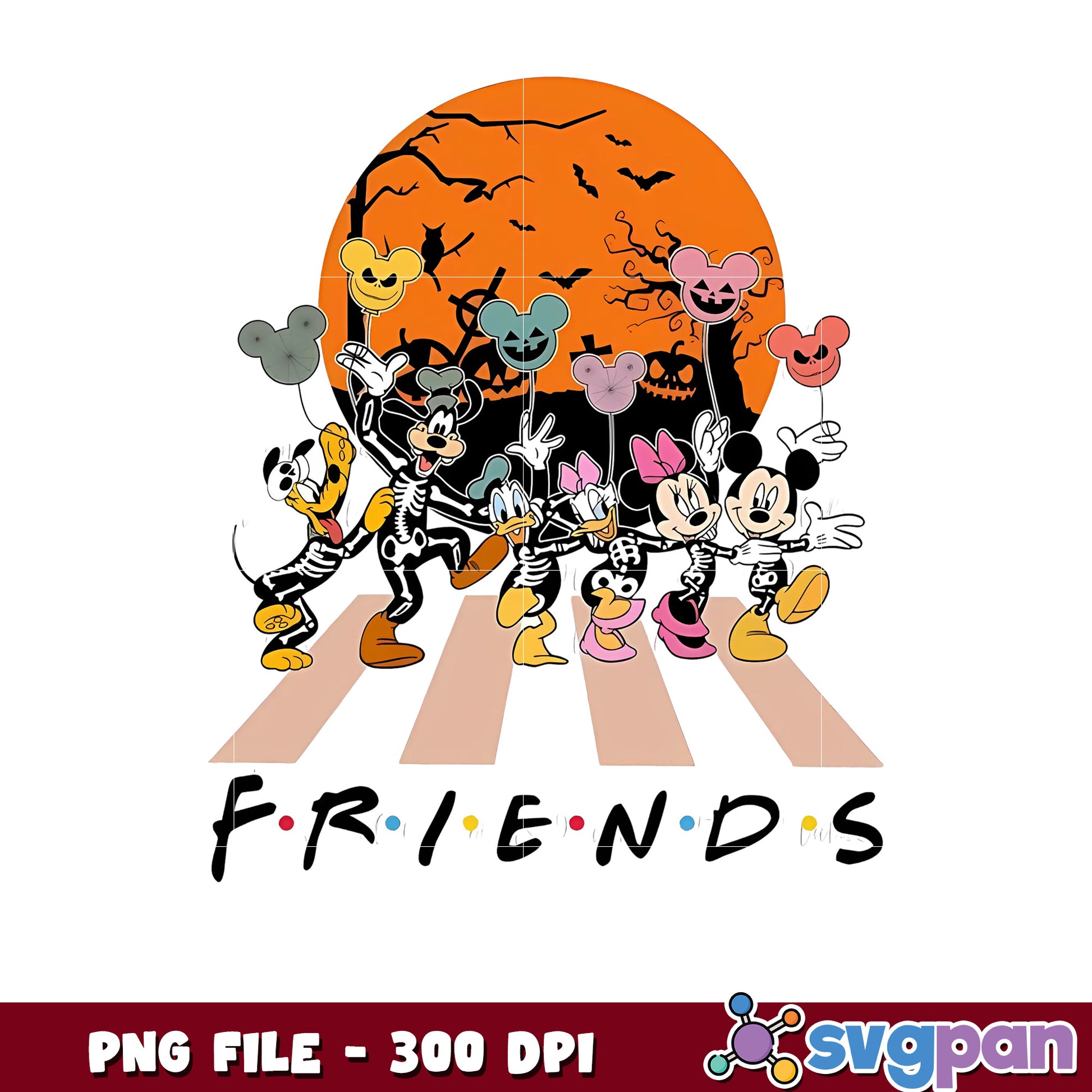 Mickey's friends png, halloween png, halloween cartoon png