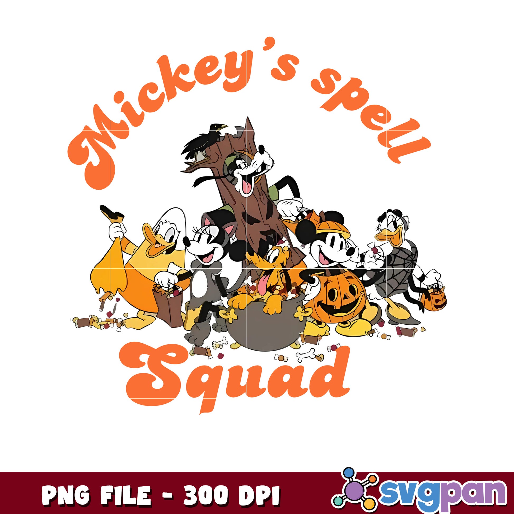 Mickey's spell squad png, time to halloween png, funny halloween png