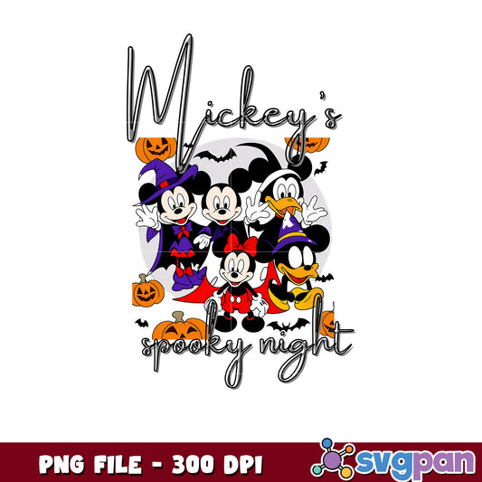 Mickey's spooky night png, time to halloween png, funny halloween png