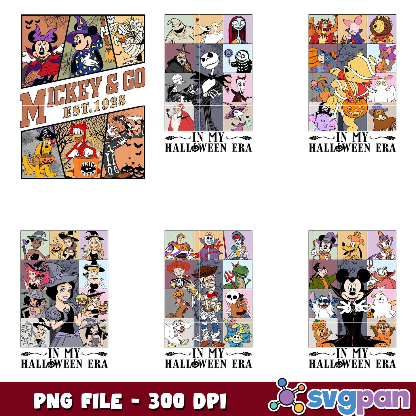 Mickey and Friends Halloween Clipart Bundle PNG