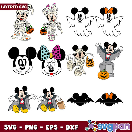 Mickey and Minnie Halloween SVG Bundle for Crafts
