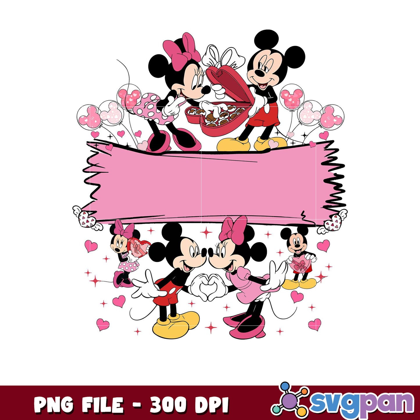 Mickey and Minnie Love Art PNG File, Perfect for Printables