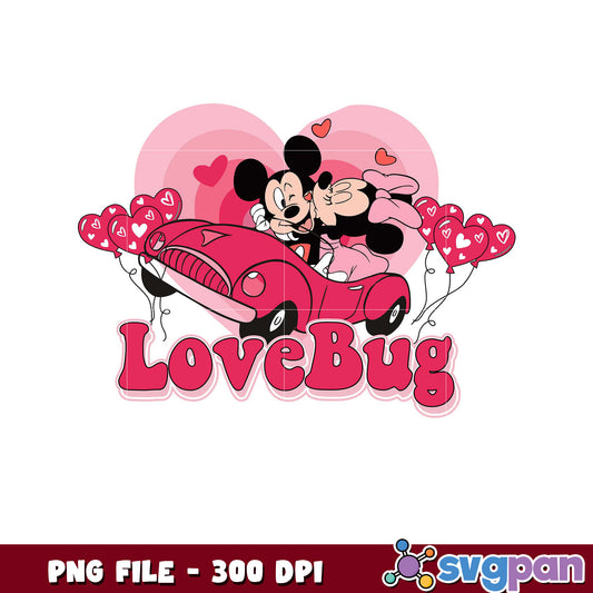 Mickey and Minnie Love Bug design, perfect for Valentine’s Day