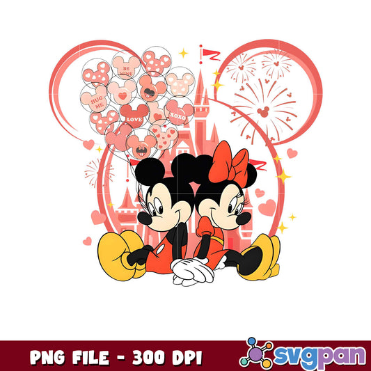 Mickey and Minnie Love PNG Design for Crafts, 300 DPI File