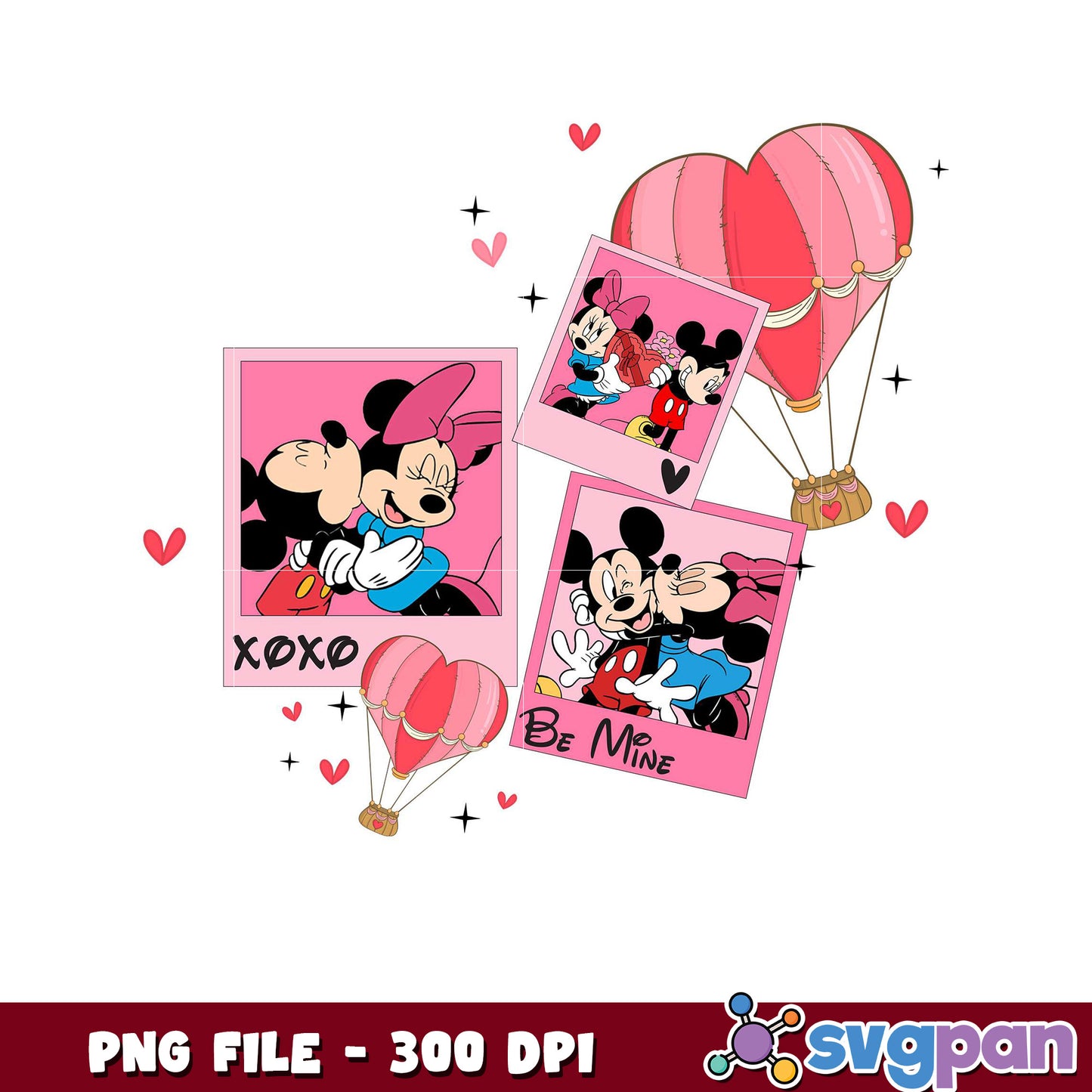 Mickey and Minnie Love Theme PNG Design, Perfect for Crafts