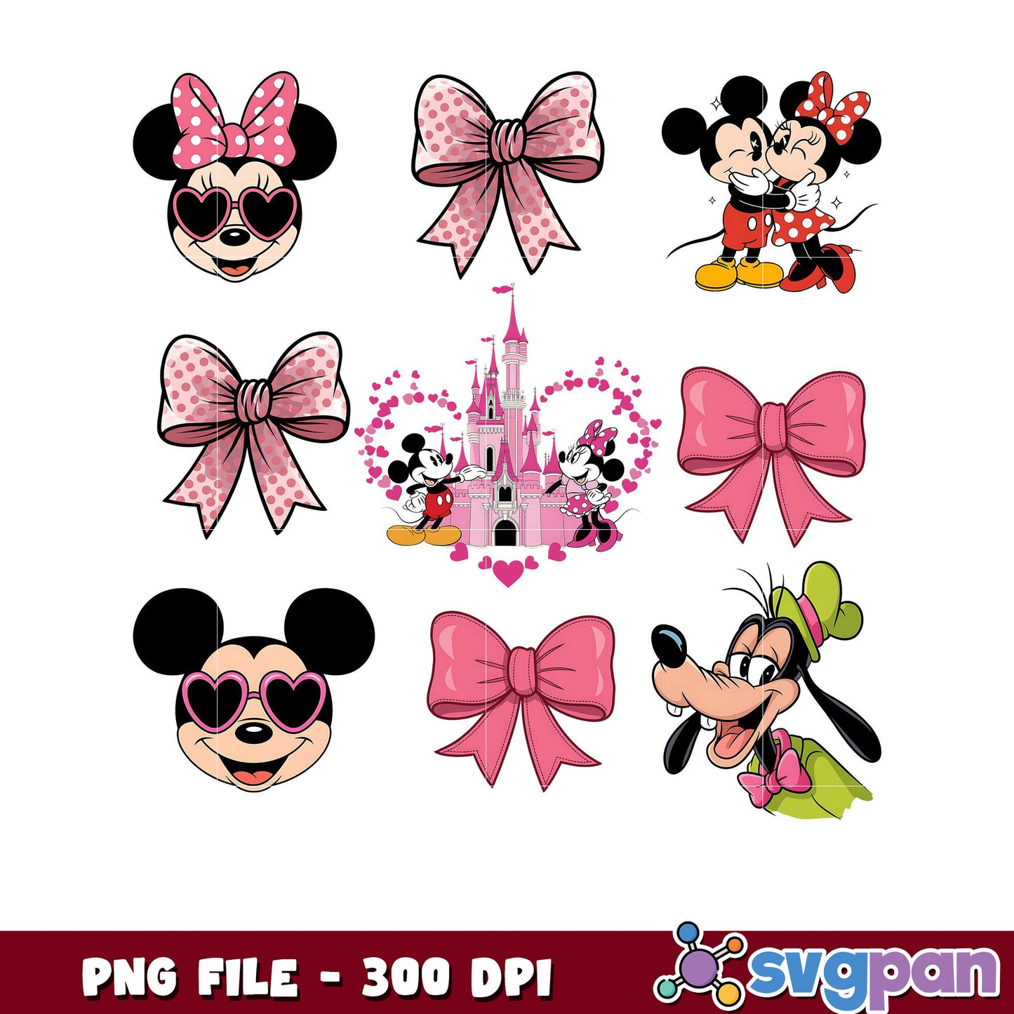 Mickey and Minnie Mouse PNG designs, perfect for crafts