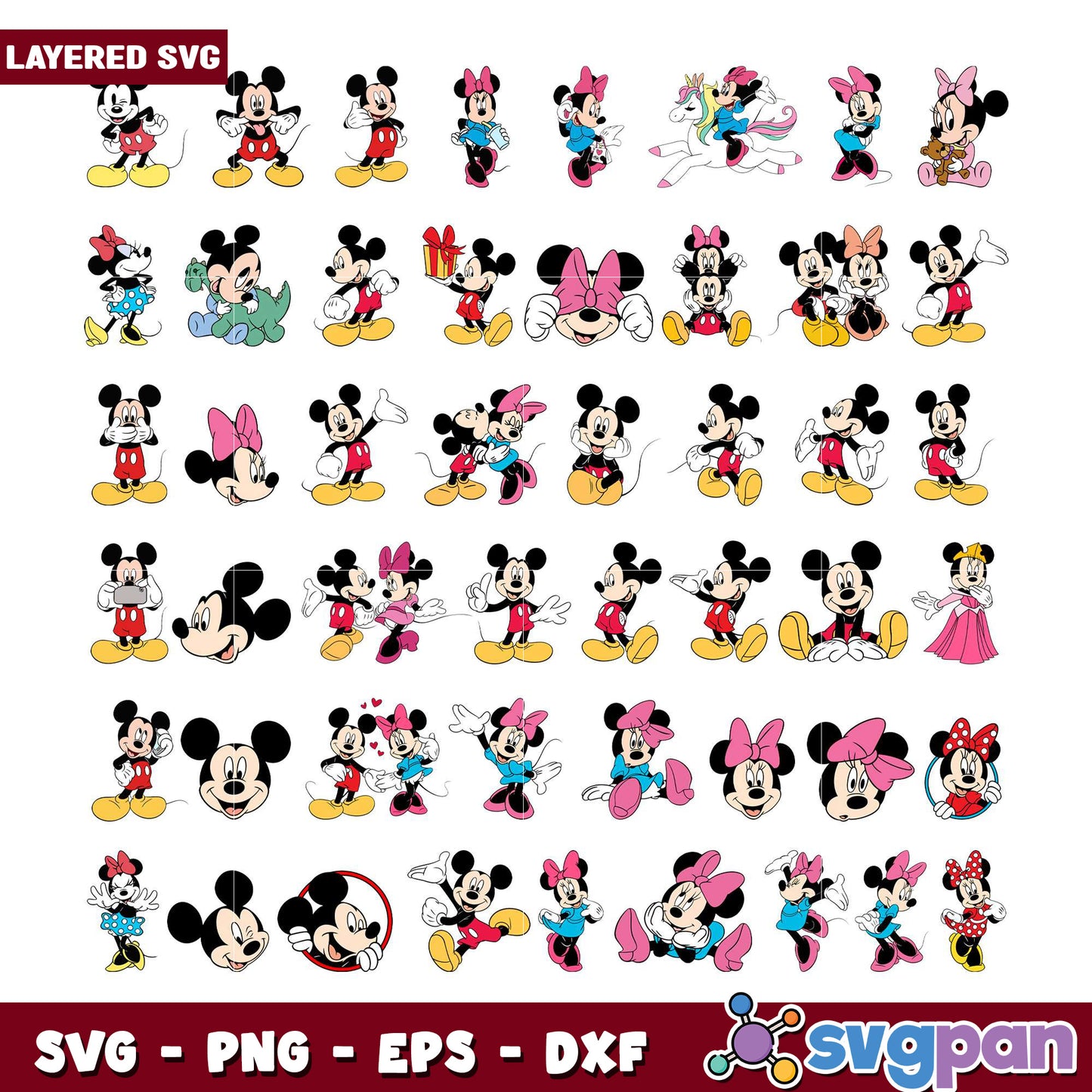 Mickey and Minnie Mouse SVG Bundle for Crafting
