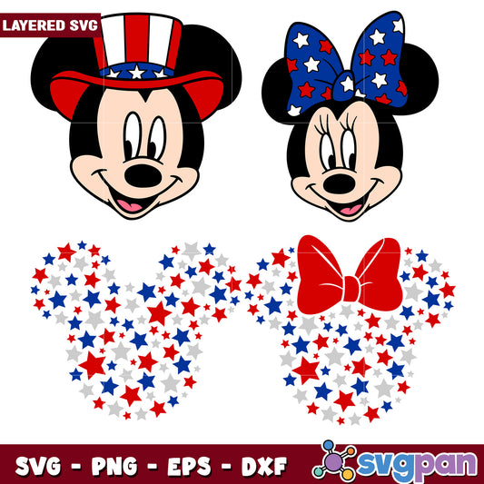 Mickey and Minnie Patriotic SVG Bundle for Crafts
