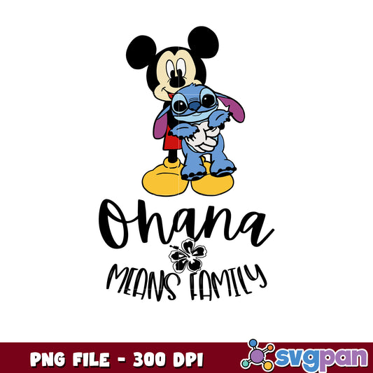 Mickey and Stitch Ohana Means Family PNG Artwork Design