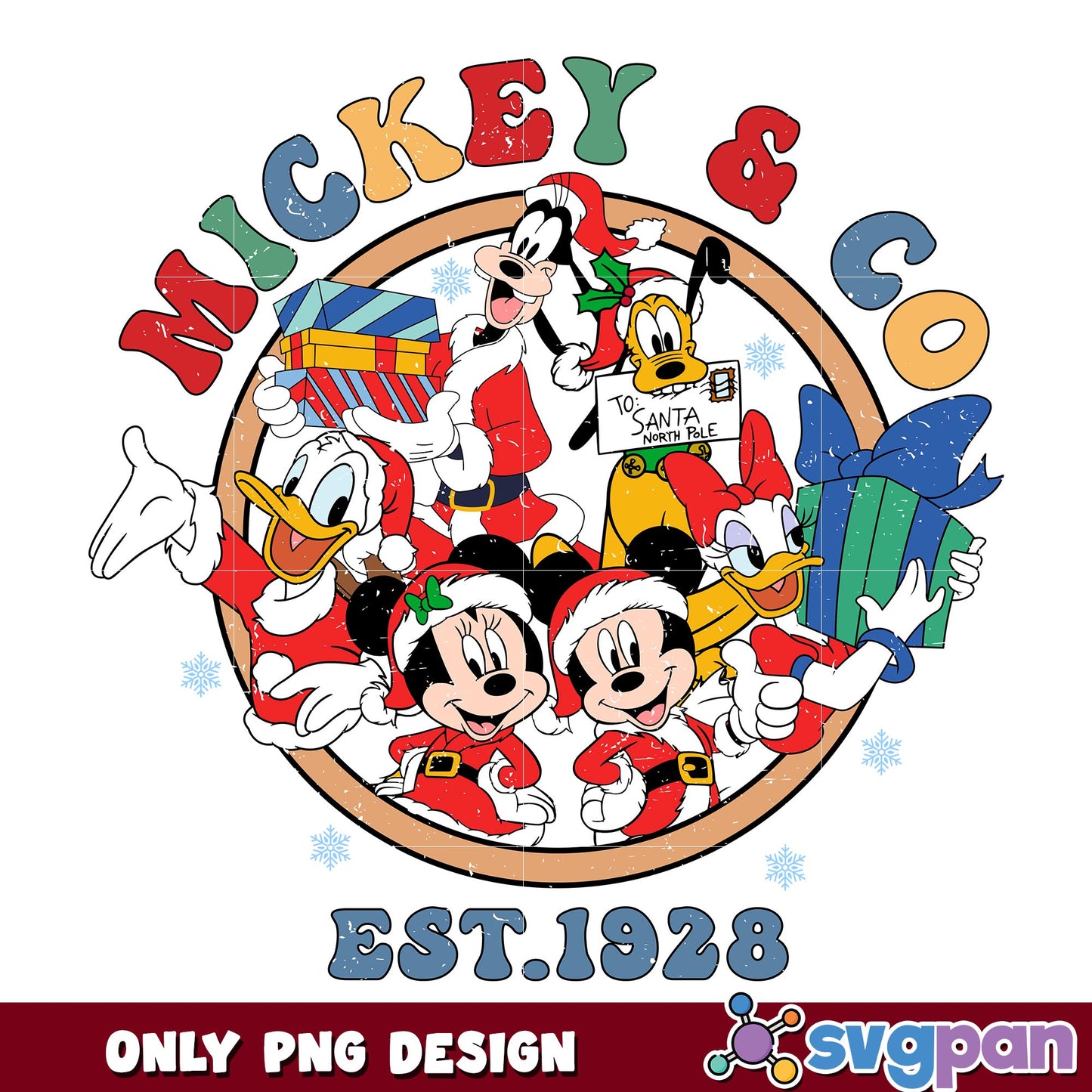 Mickey and co est 1928 christmas png