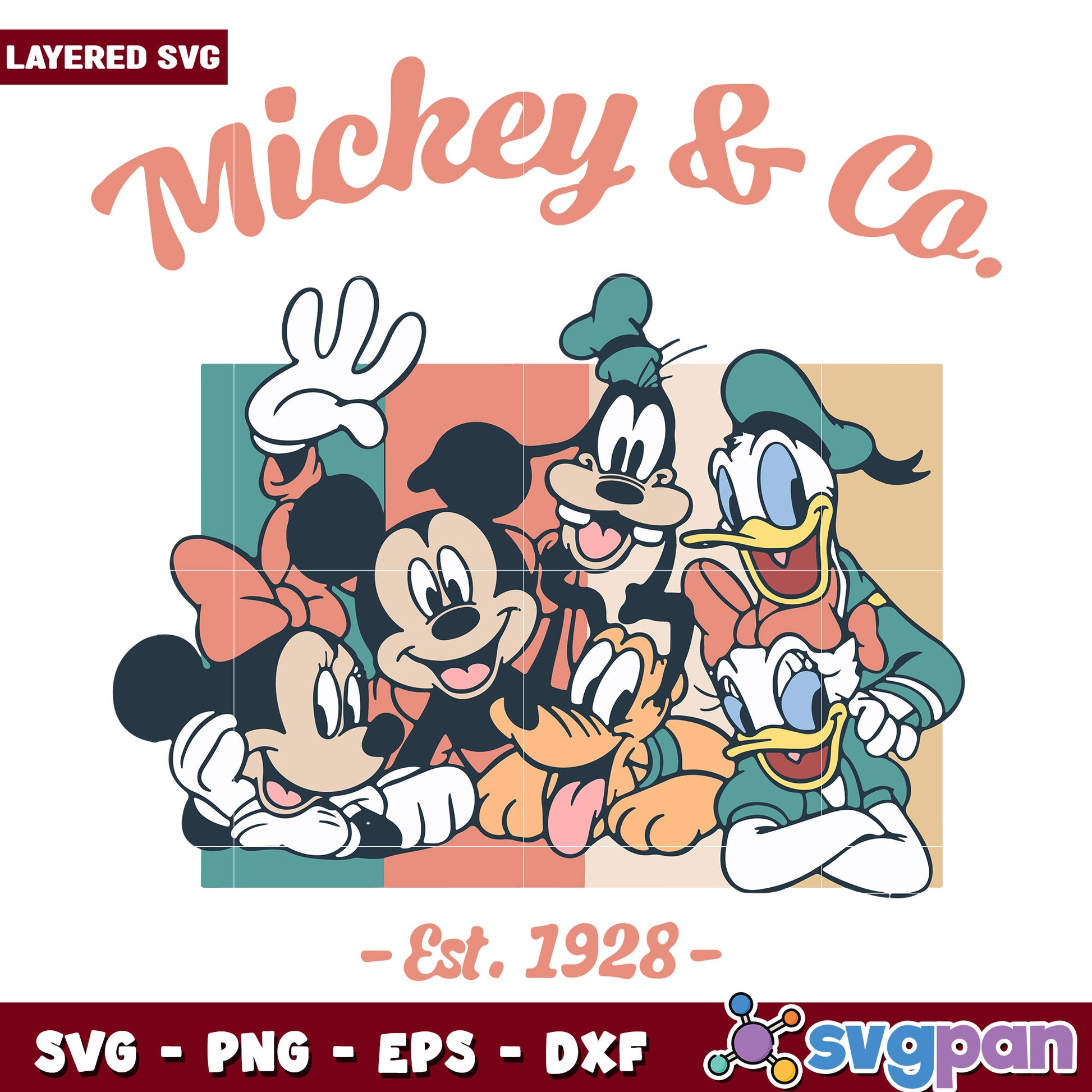 Mickey and co est 1928 svg, mickey friends svg, disney vacation  svg