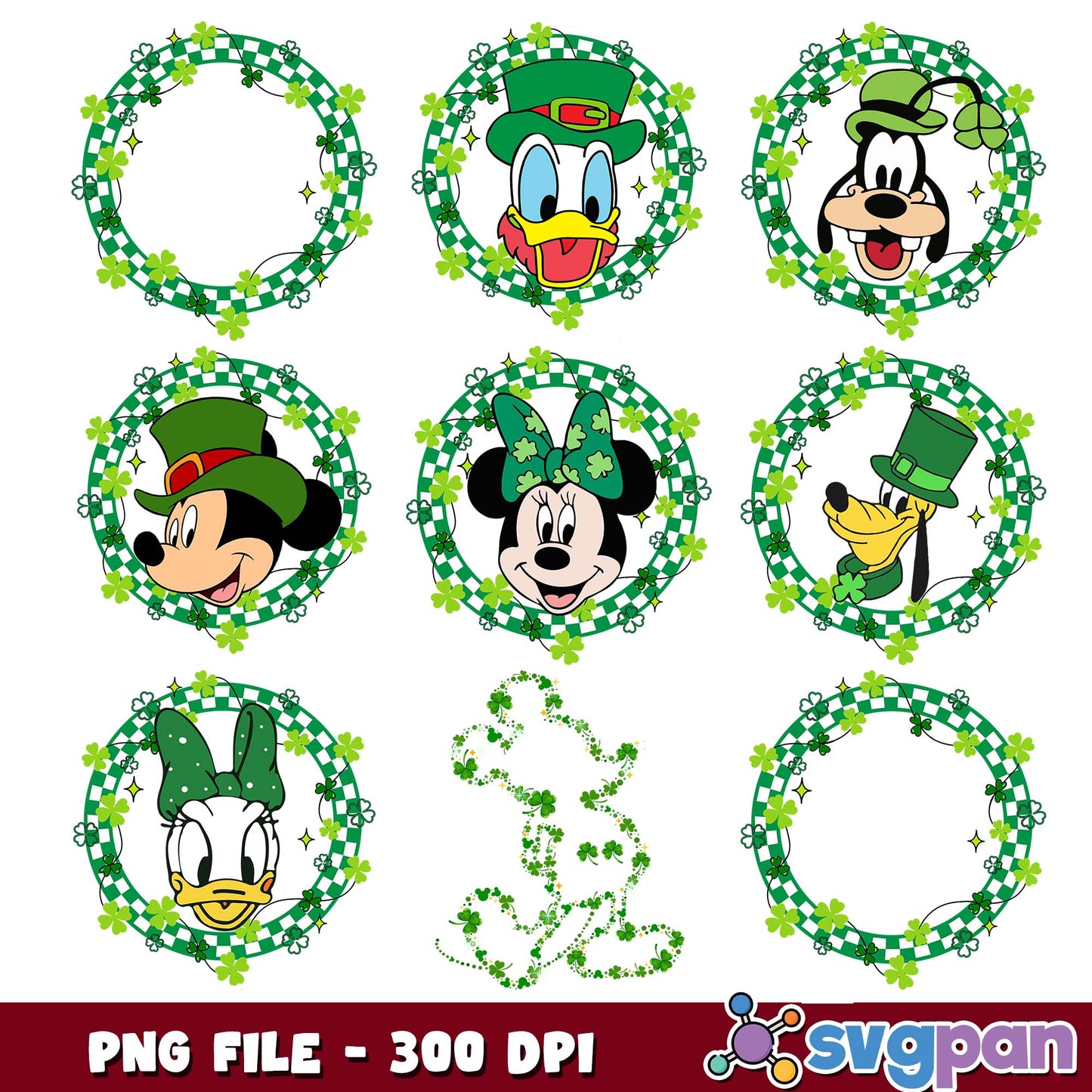 Mickey and friend patrick day png bundle