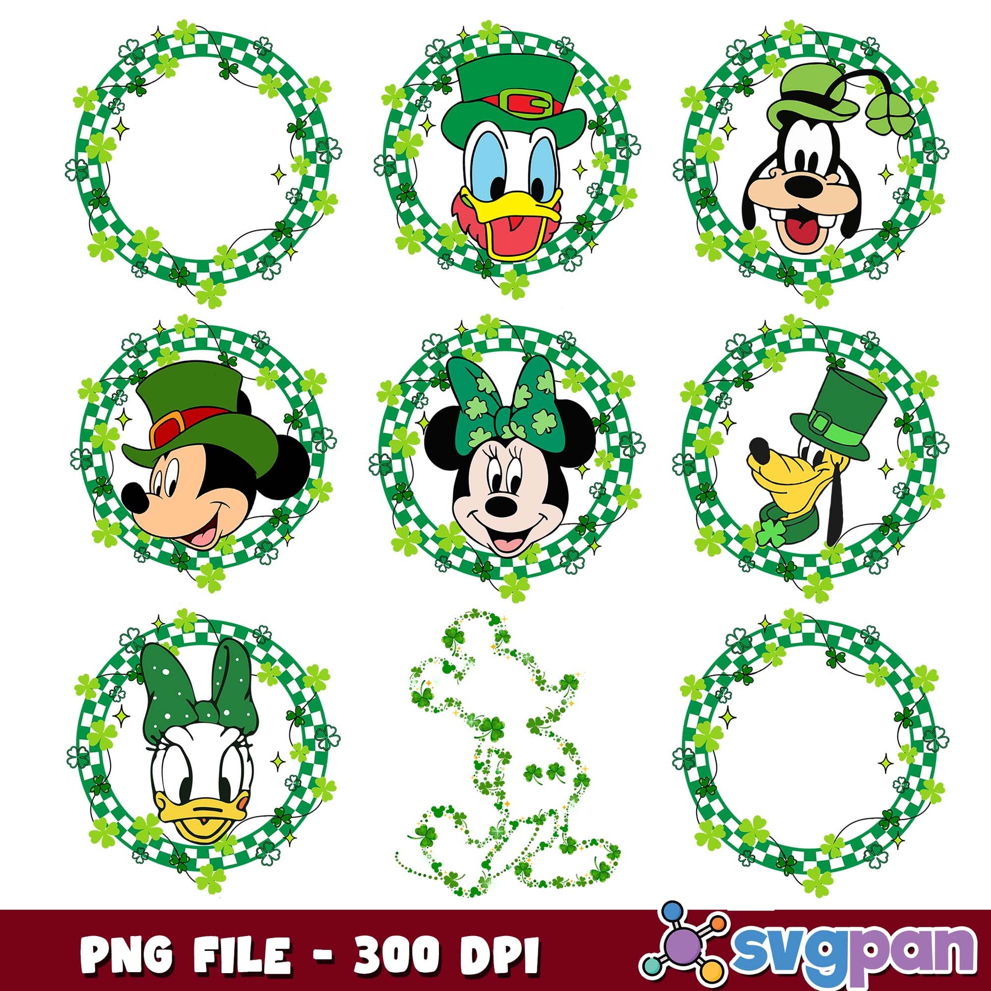 Mickey and friend patrick day png bundle
