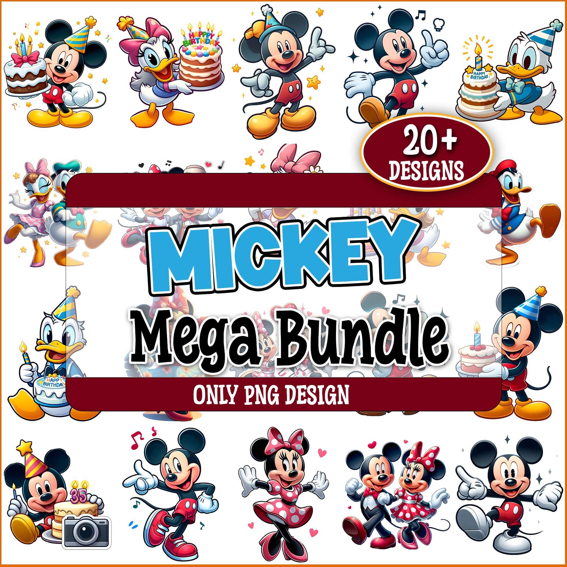 Mickey and friends birthday cake png bundle