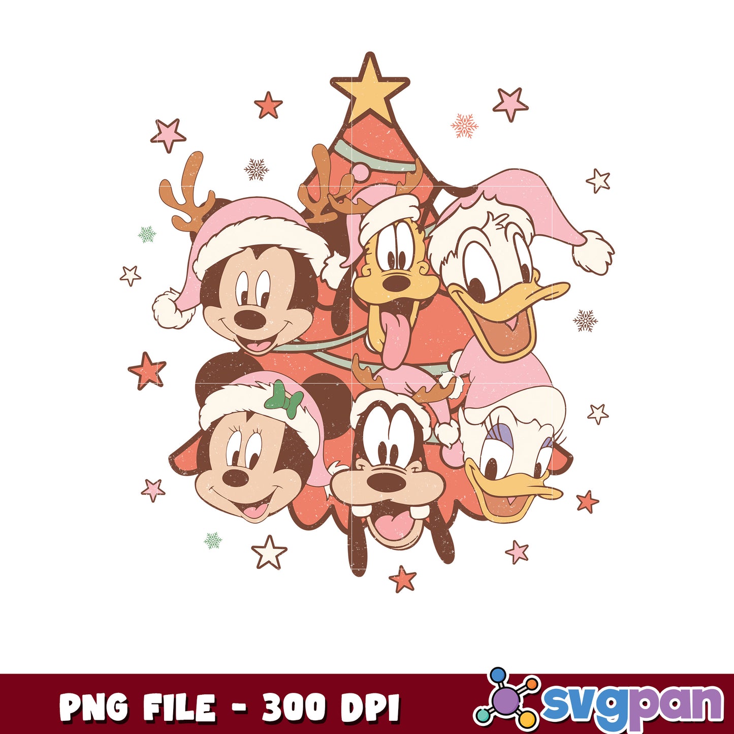 Mickey and friends christmas retro png, chistmas stories png, christmas movies png