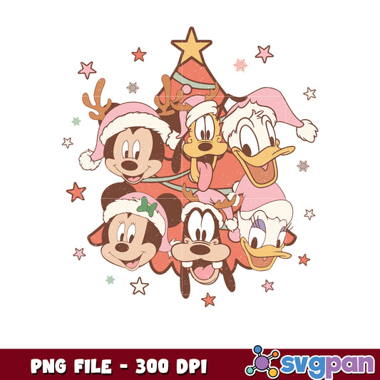 Mickey and friends christmas retro png, chistmas stories png, christmas movies png