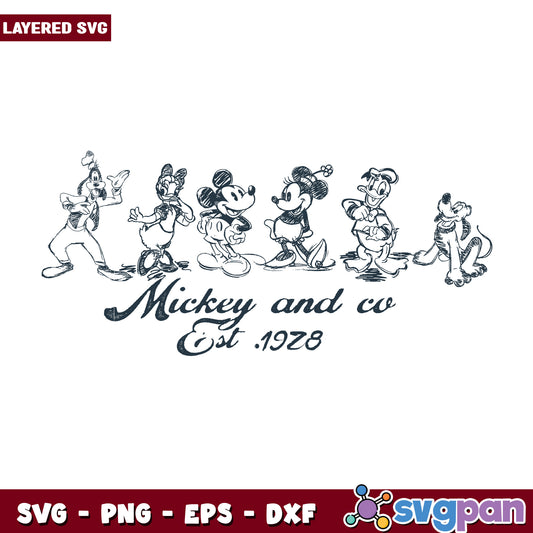 Mickey and friends est 1928 svg, disney mickey svg, disneyland svg