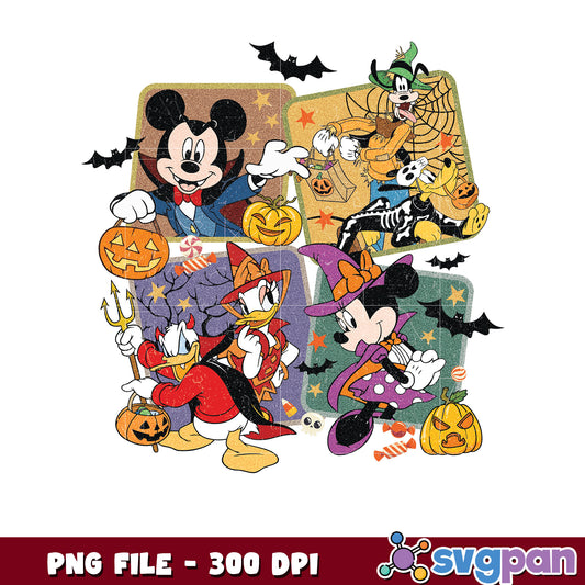 Mickey and friends halloween png, halloween vacation png, disneyland halloween png