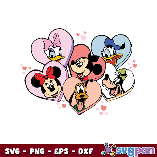 Mickey and friends love valentine svg, mickey valentines day​ svg