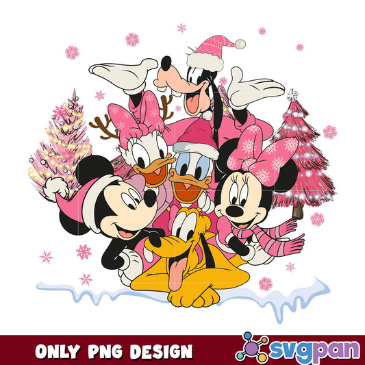 Mickey and friends merry pink png